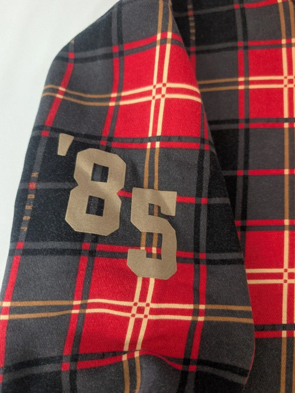 Jordan Men’s Small Red & Black Plaid Hooded Sweatshirt